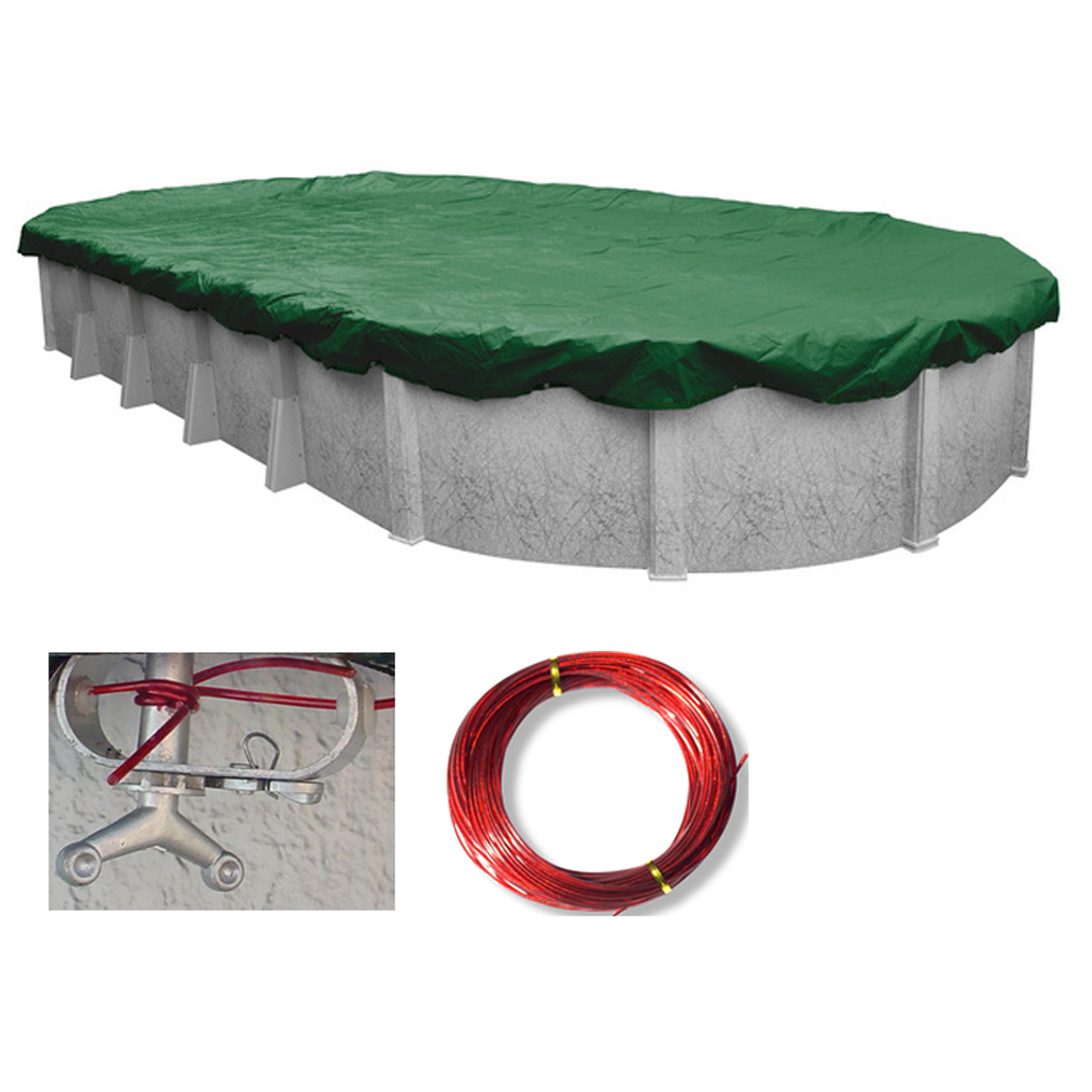 Ripstopper® Green Winter Cover with Closing Kit for 18' x 34' Oval Pool